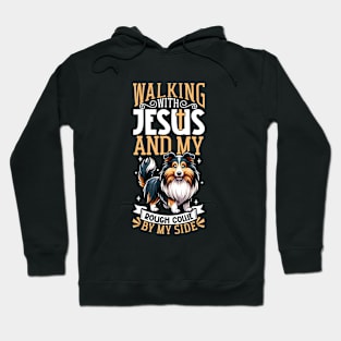 Jesus and dog - Rough Collie Hoodie